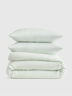 Limited Edition Mint European Linen Duvet Cover Set - Retail $204